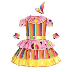 Vestido de palhaço - traje - listras coloridas / bolinhas