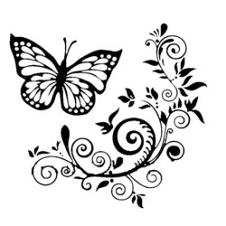 Autocolante decorativo para carro - borboleta / flores