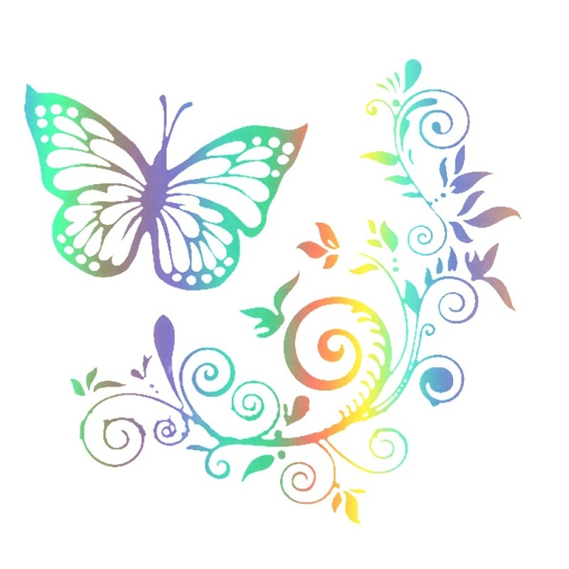 Autocolante decorativo para carro - borboleta / flores