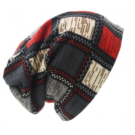 2 em 1 - chapéu de inverno / cachecol - design xadrez - unissex