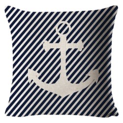 Capa de almofada decorativa azul - oceano / barco / leme - 50cm * 50cm