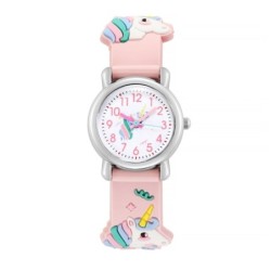 Relógio infantil de quartzo - pulseira de silicone com unicórnio