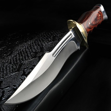 Military short knife - titanium alloy / wood