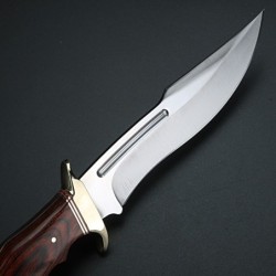 Military short knife - titanium alloy / wood