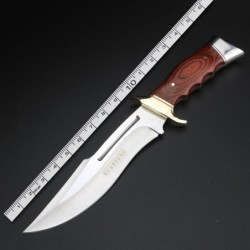 Military short knife - titanium alloy / wood