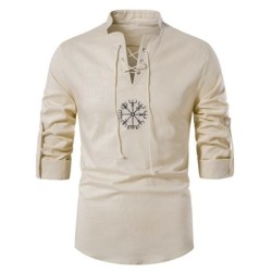 Long sleeve cotton shirt - with stand-up collarT-shirts
