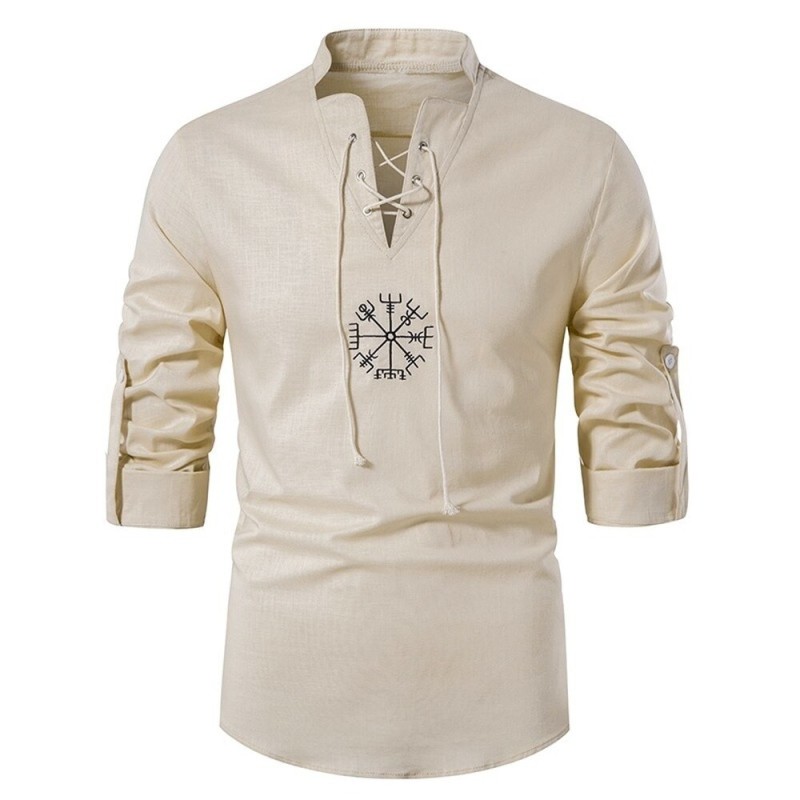 Long sleeve cotton shirt - with stand-up collarT-shirts