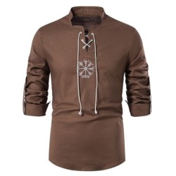 Long sleeve cotton shirt - with stand-up collarT-shirts