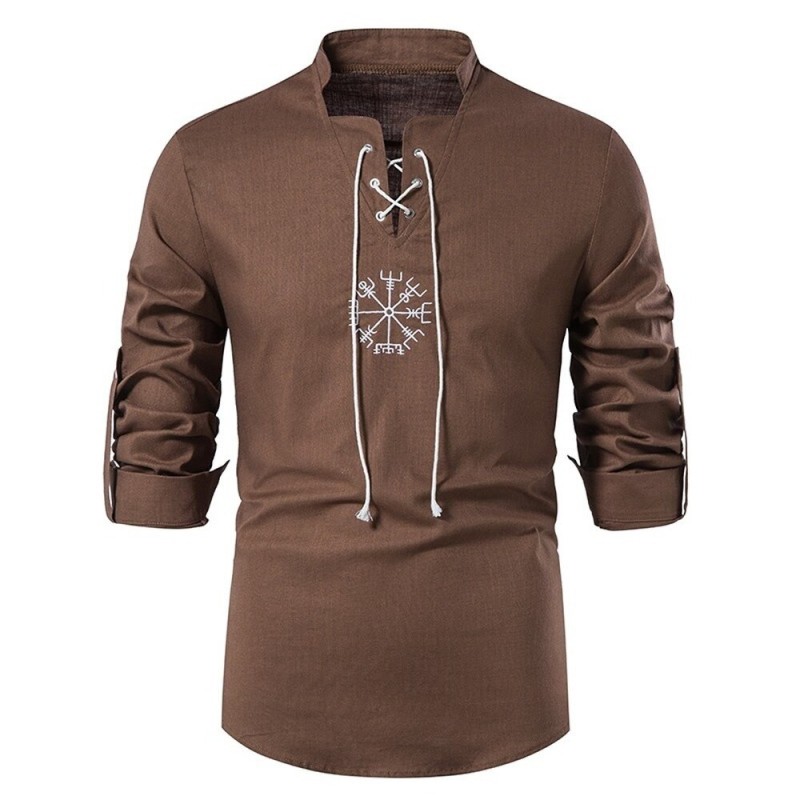 Camisa manga longa de algodão - com gola alta