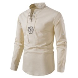 Long sleeve cotton shirt - with stand-up collarT-shirts
