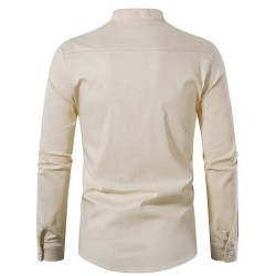 Long sleeve cotton shirt - with stand-up collarT-shirts