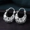 Vintage hollow-out flowers - silver hoop earringsEarrings