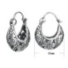 Vintage hollow-out flowers - silver hoop earringsEarrings