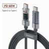 Cabo USB C para tipo C - carregamento rápido - transmissão de dados - com display LCD - 60W / 100W
