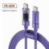 Cabo USB C para tipo C - carregamento rápido - transmissão de dados - com display LCD - 60W / 100W