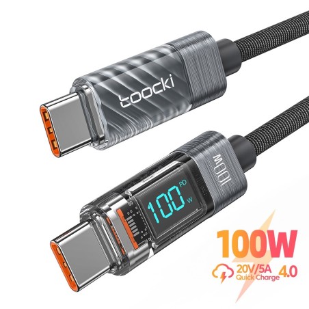 Cabo USB C para tipo C - carregamento rápido - transmissão de dados - com display LCD - 60W / 100W