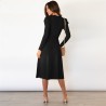 Elegant knitted dress - long sleeve - waist beltDresses