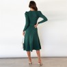Elegant knitted dress - long sleeve - waist beltDresses