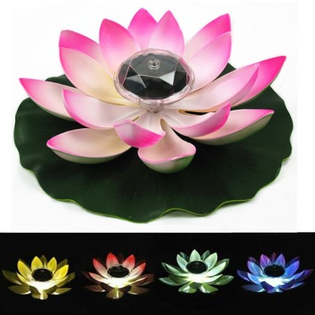 Flor movida a energia solar - forma de lótus - LED - fonte / lagoa decoração flutuante