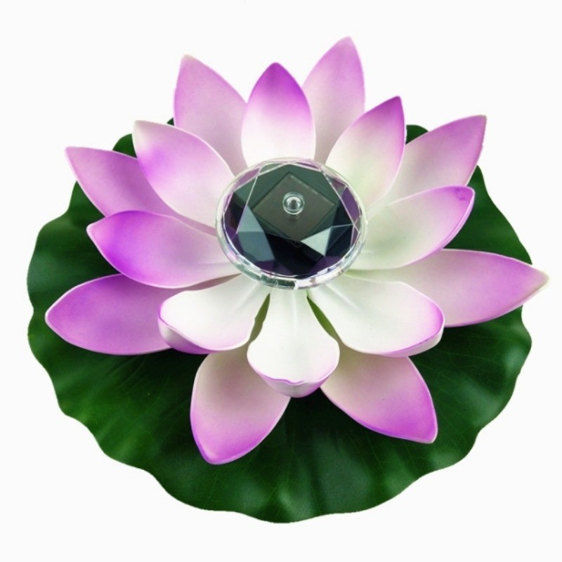 Flor movida a energia solar - forma de lótus - LED - fonte / lagoa decoração flutuante