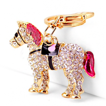 Cavalo de cristal - chaveiro de metal