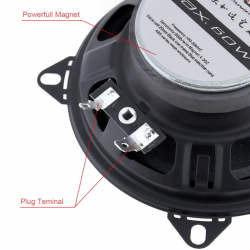 Alto-falante coaxial para carro de alta fidelidade - 2 vias - 4 polegadas - 60W - 2 peças