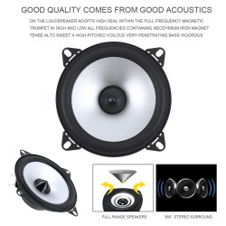 Alto-falante coaxial para carro de alta fidelidade - 2 vias - 4 polegadas - 60W - 2 peças