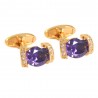 Abotoaduras douradas - com cristal roxo