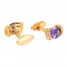 Abotoaduras douradas - com cristal roxo