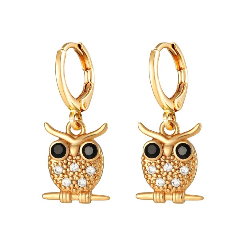 Golden hoop earrings - dangle cross / owl / pineapple / butterflyEarrings