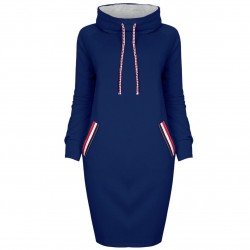 Vestido elegante na altura do joelho - com gola alta