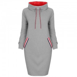 Vestido elegante na altura do joelho - com gola alta