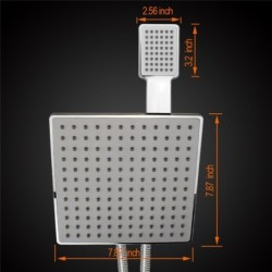 Jato de chuva quadrado - chuveiro duplo - mangueira - desviador de água de 3 vias - conjunto