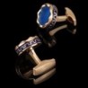 Luxury round gold / blue cufflinksCufflinks