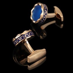 Luxury round gold / blue cufflinksCufflinks
