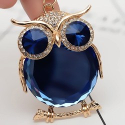 Coruja de cristal azul - chaveiro