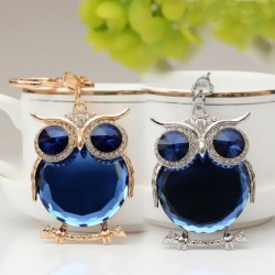 Coruja de cristal azul - chaveiro
