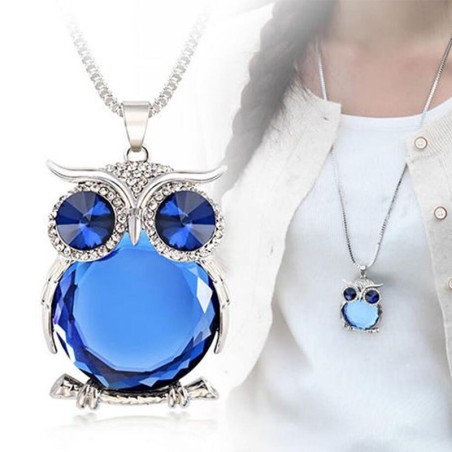 Silver necklace with crystal owlNecklaces