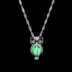 Colar prata com coruja fluorescente