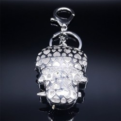 Cabeça de caveira de cristal prateado - chaveiro