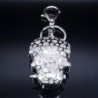 Cabeça de caveira de cristal prateado - chaveiro