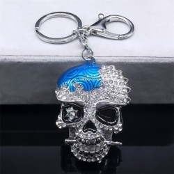 Cabeça de caveira de cristal prateado - chaveiro