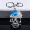Cabeça de caveira de cristal prateado - chaveiro