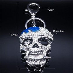 Cabeça de caveira de cristal prateado - chaveiro