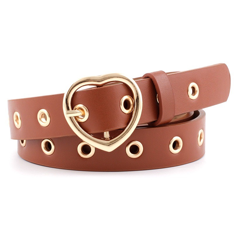 Classic leather belt - metal heart shaped buckleBelts