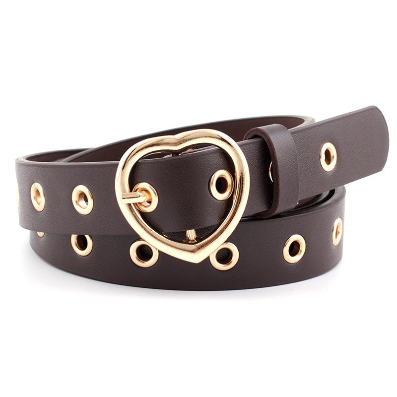 Classic leather belt - metal heart shaped buckleBelts