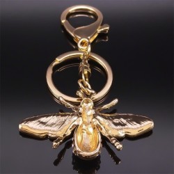 Golden keychain with a crystal beeKeyrings