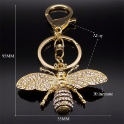 Golden keychain with a crystal beeKeyrings