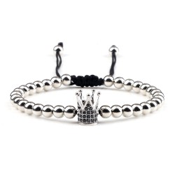 Copper beads bracelet with a crown - adjustable ropeBracelets