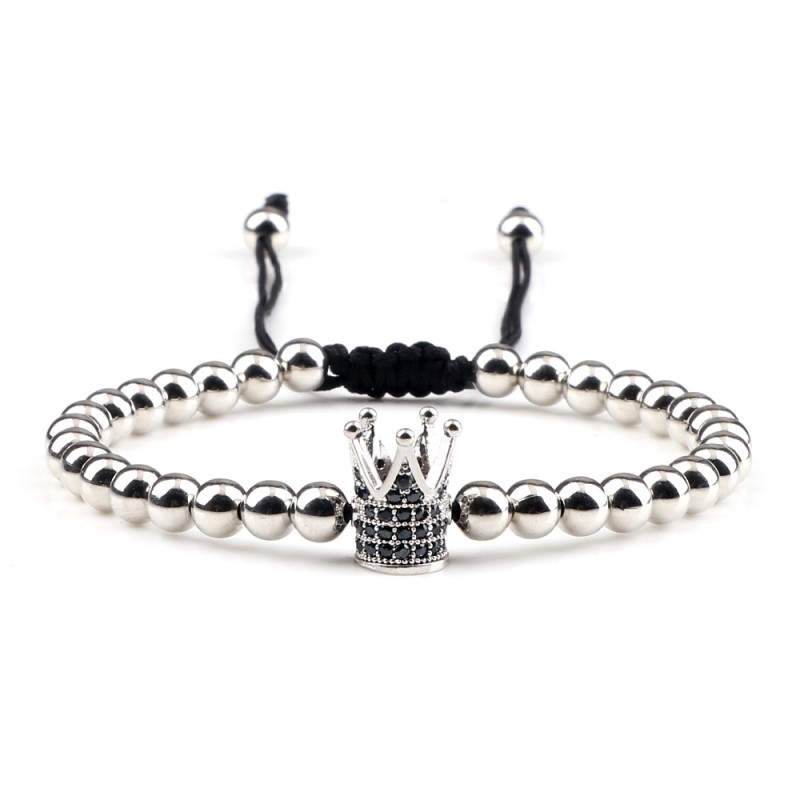 Copper beads bracelet with a crown - adjustable ropeBracelets